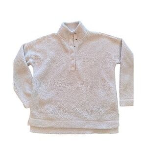 Aerie Cream Sherpa-Lined 1/4 snap up pullover fleece sweater size Women's XS